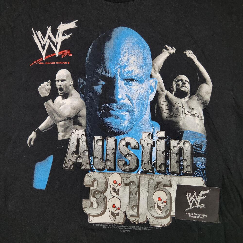 Vintage Stone Cold Austin 3:16 Shirt Mens 2XL Black Wrestling Graphic Tee 90s